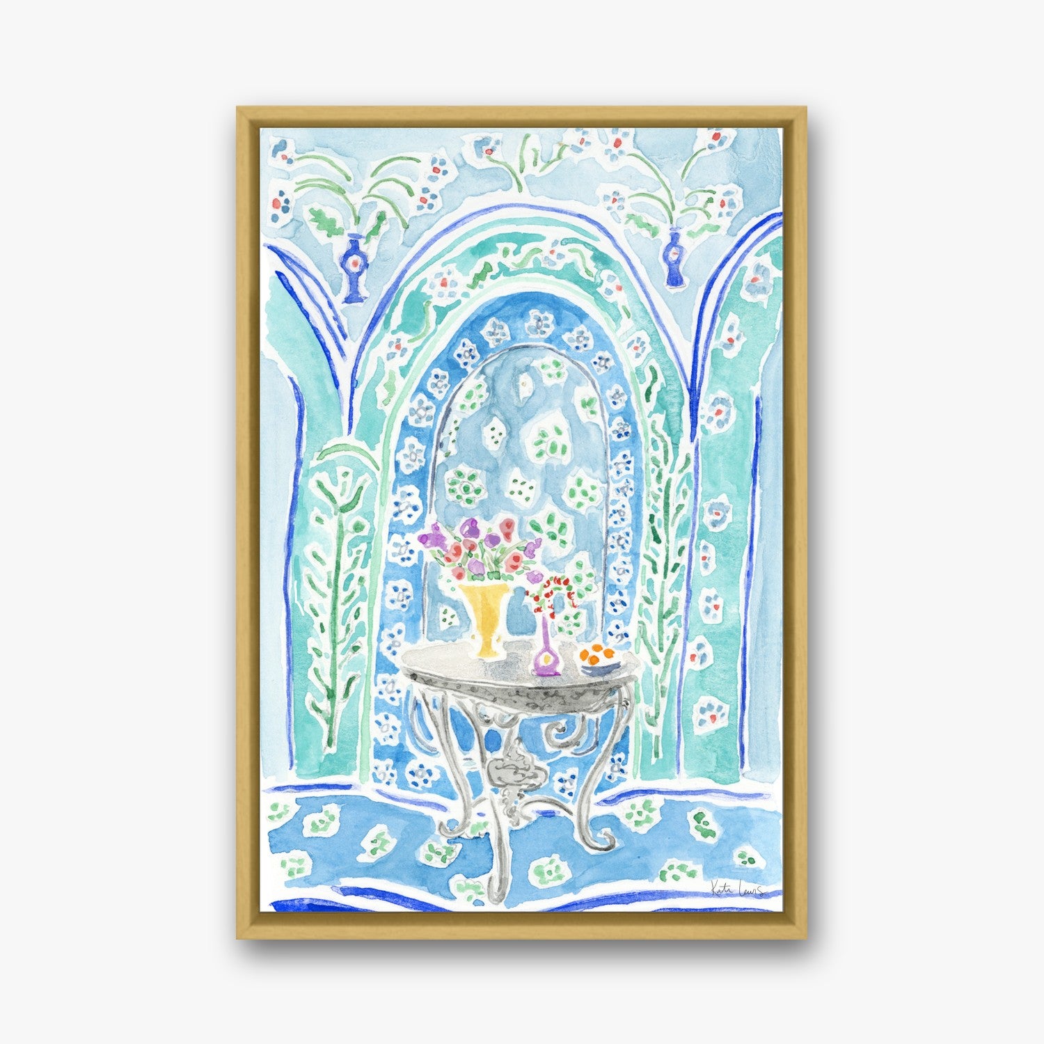 Henri Matisse's Table with Flowers in a gold gallery float frame