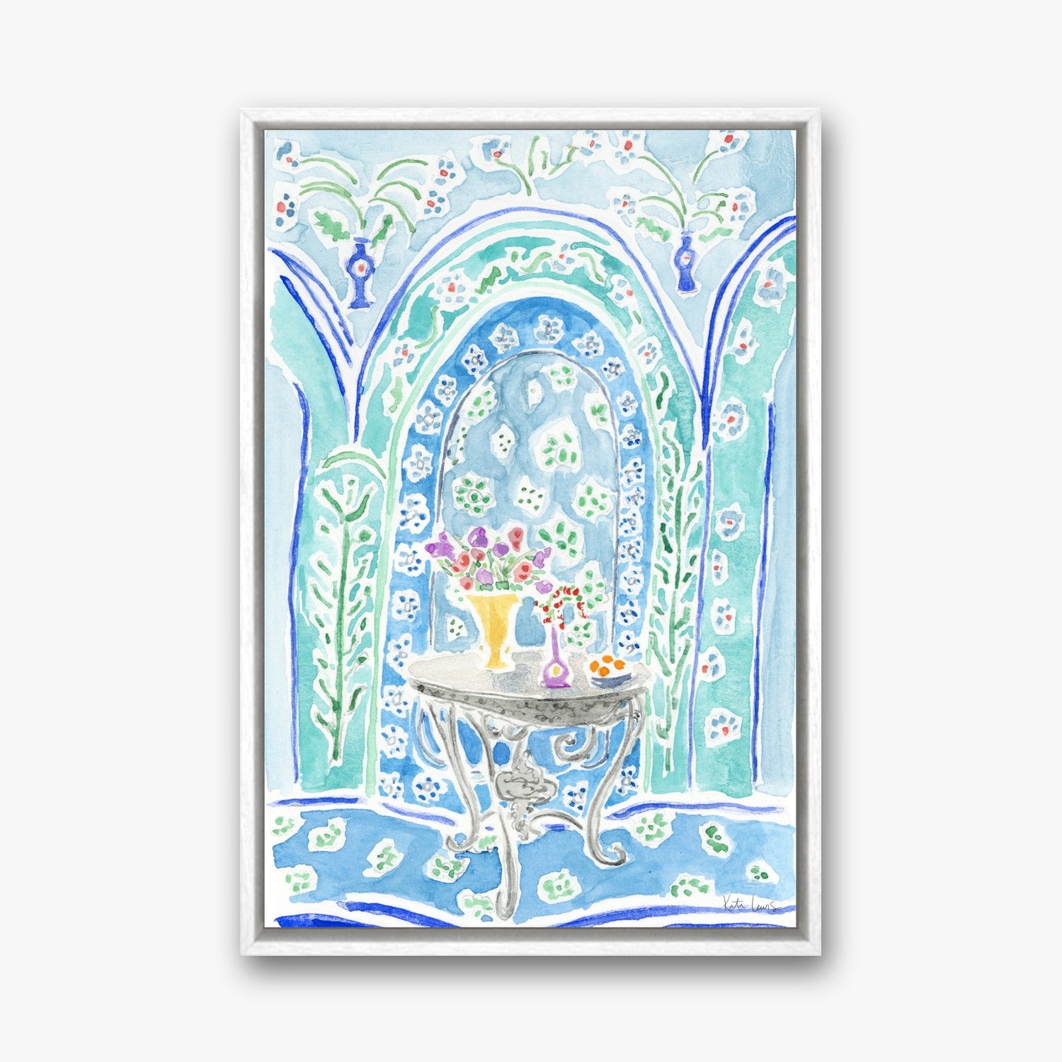 Henri Matisse's Table with Flowers in a white gallery float frame