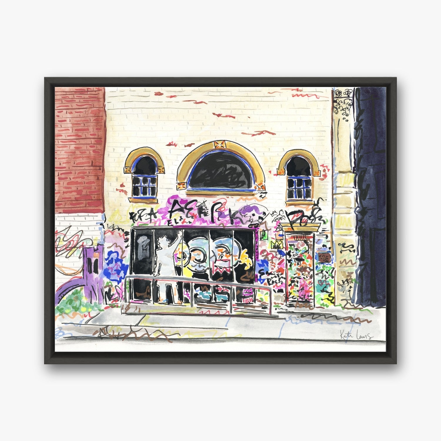 Jean-Michel Basquiat's Studio in a Black float frame