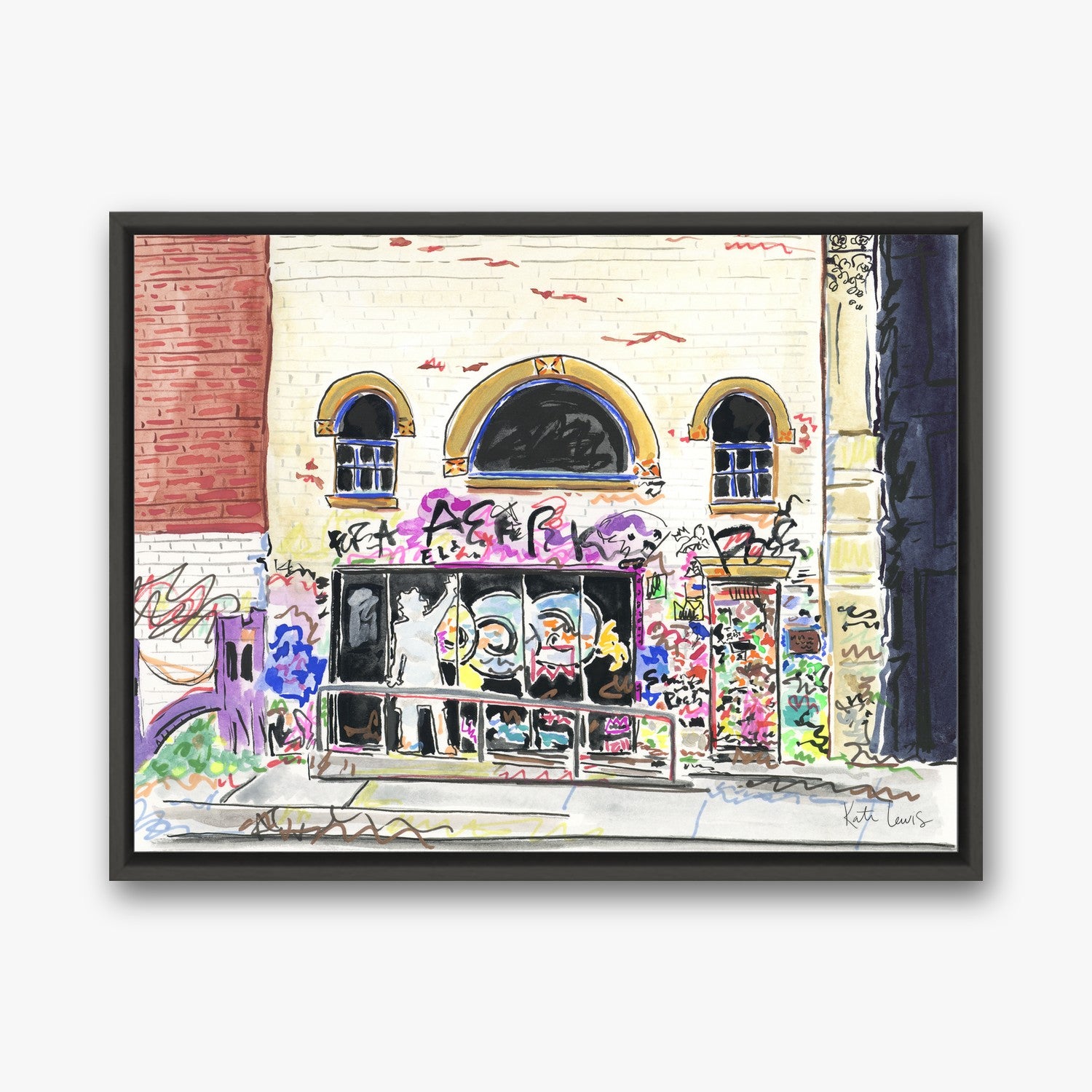 Jean-Michel Basquiat's Studio Exterior in a black gallery float frame