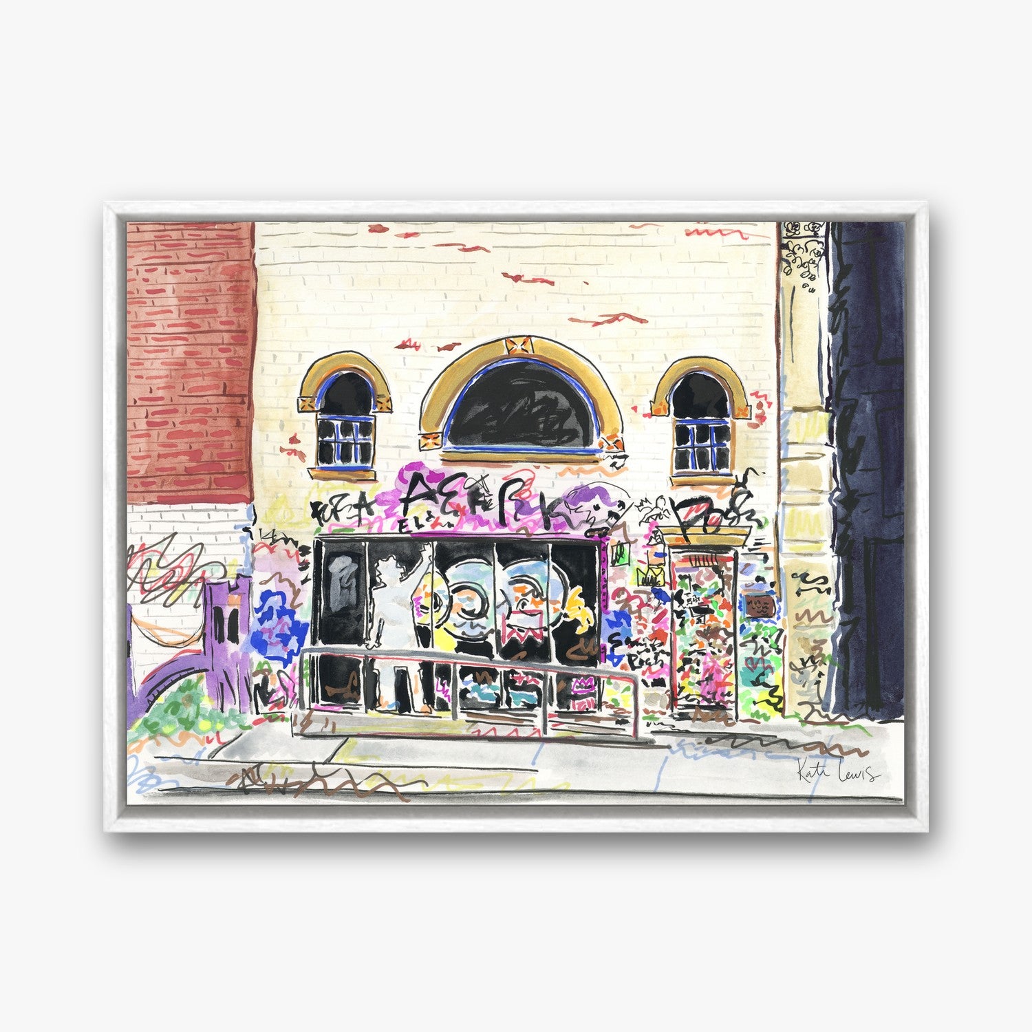 Jean-Michel Basquiat's Studio Exterior in a white gallery float frame