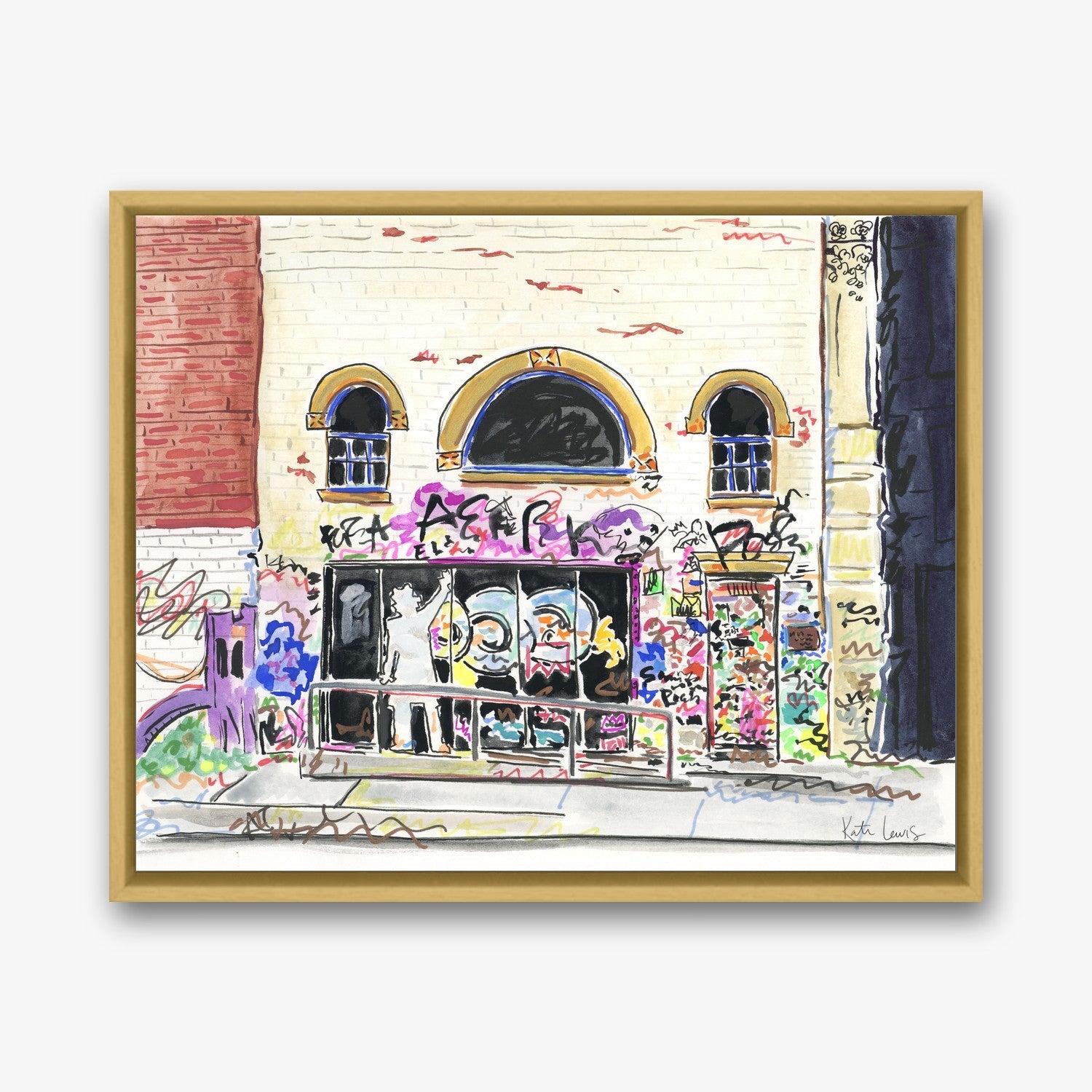 Jean-Michel Basquiat's Studio in a Gold float frame