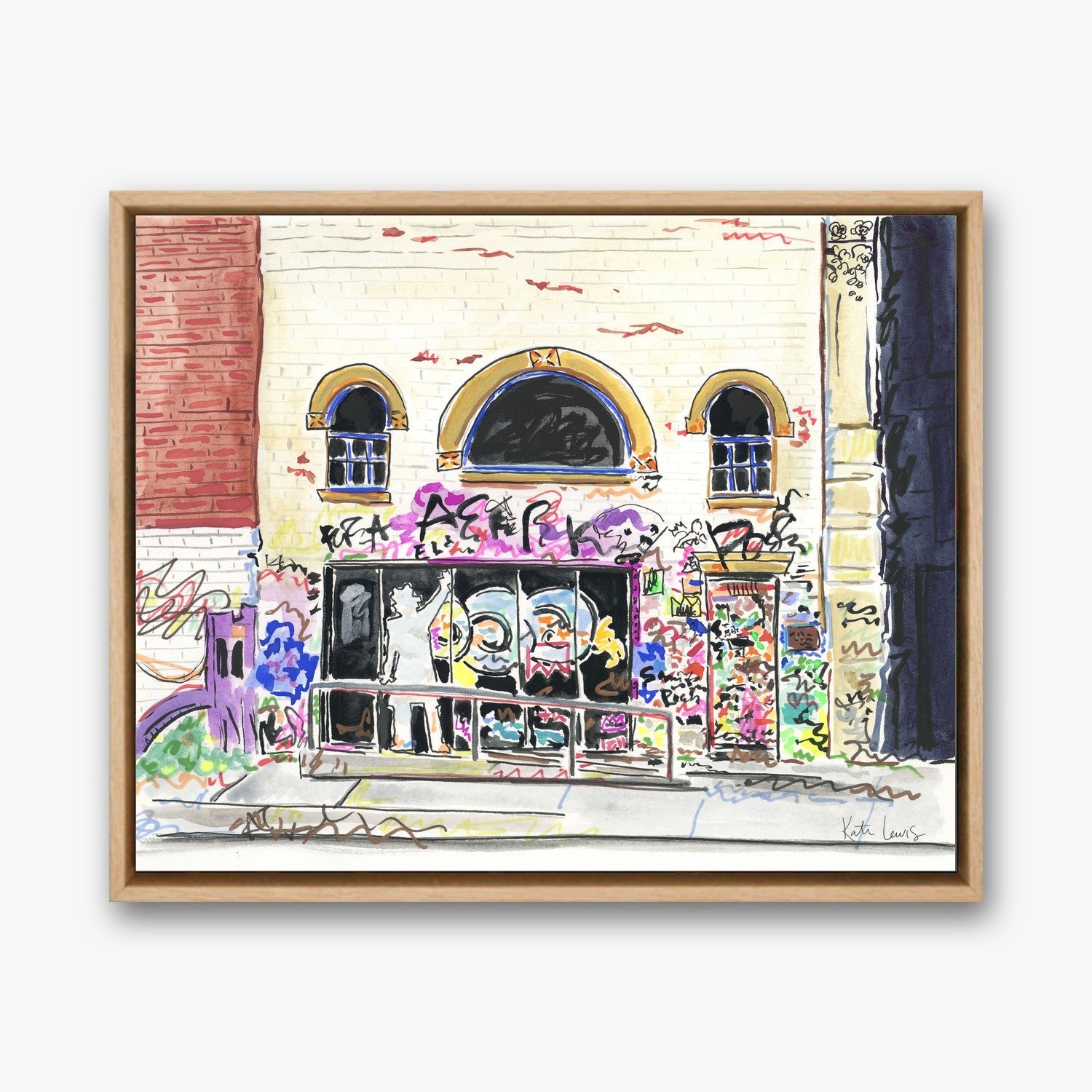 Jean-Michel Basquiat's Studio in a Natural Oak float frame