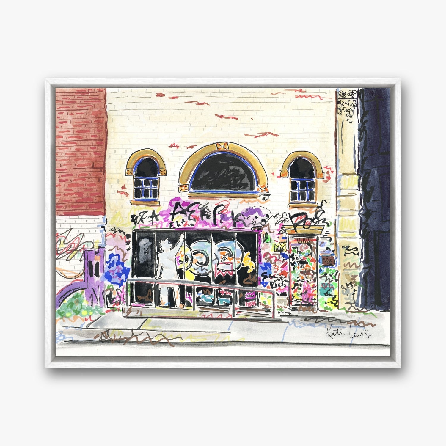 Jean-Michel Basquiat's Studio in a White float frame