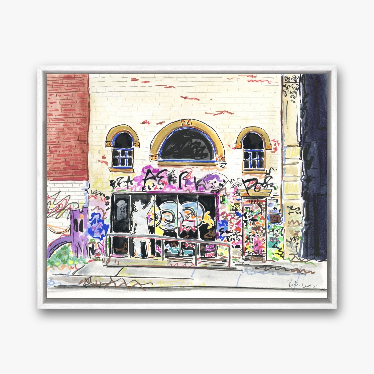 Jean-Michel Basquiat's Studio in a White float frame