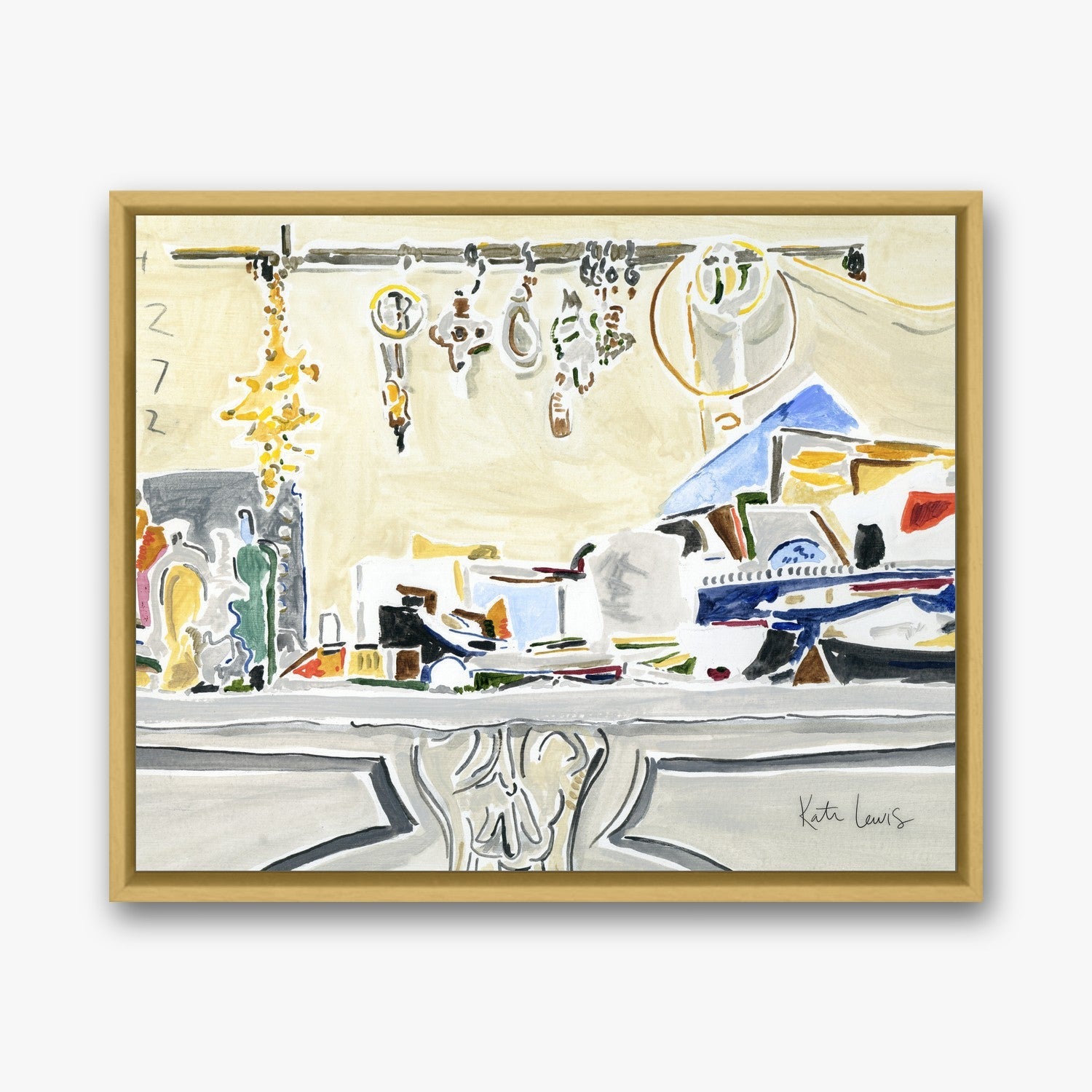 Louise Bourgeois's Mantel in a Gold float frame