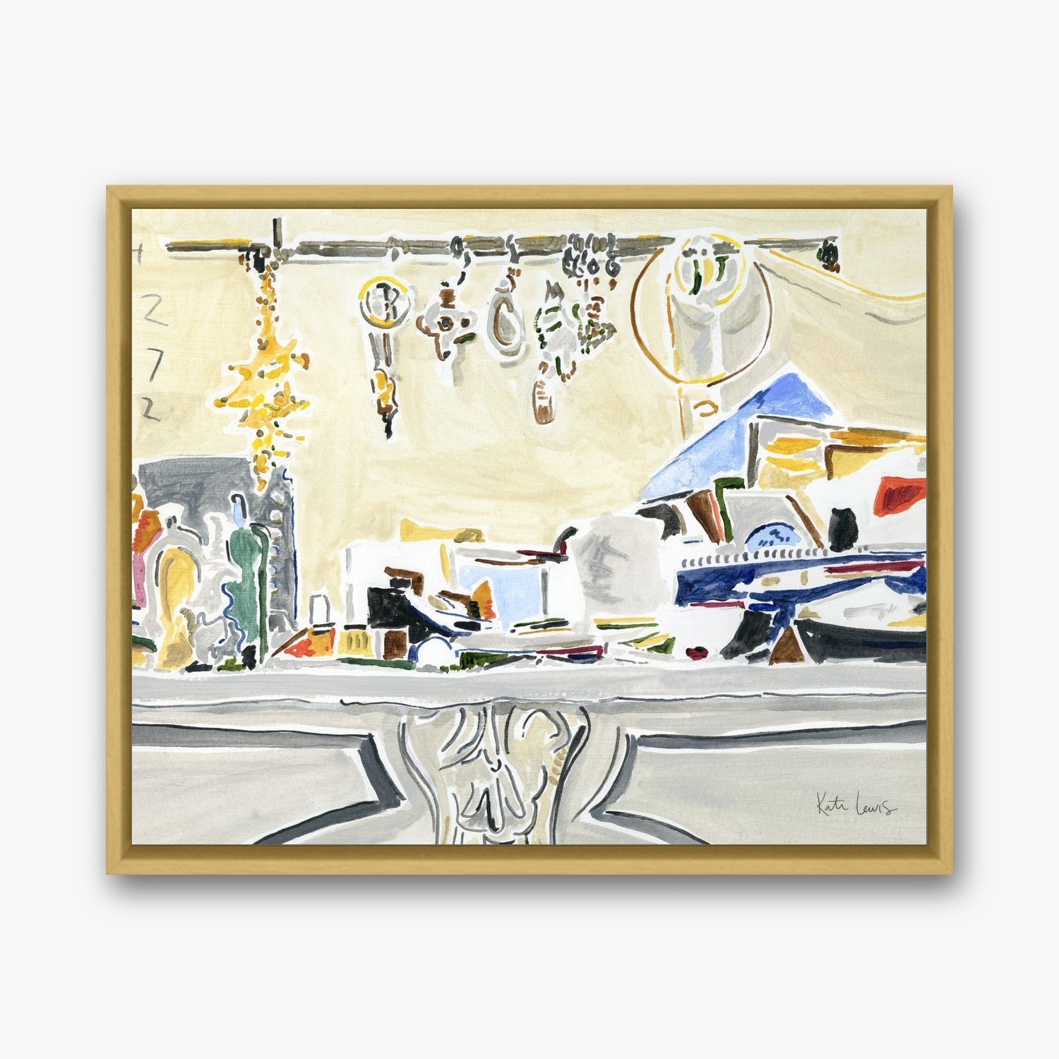 Louise Bourgeois's Mantel in a Gold float frame