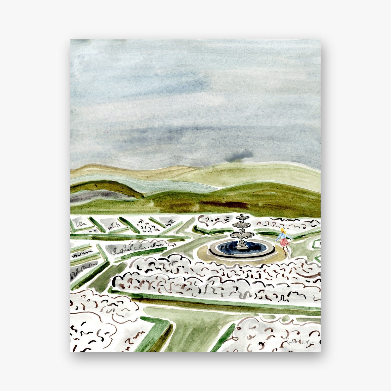 Mary and the Fountain — art print by Kate Lewis