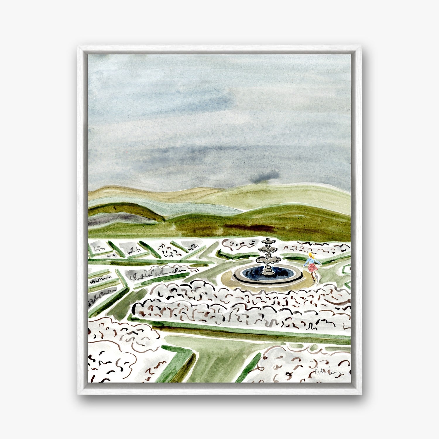 Mary and the Fountain in a white gallery float frame