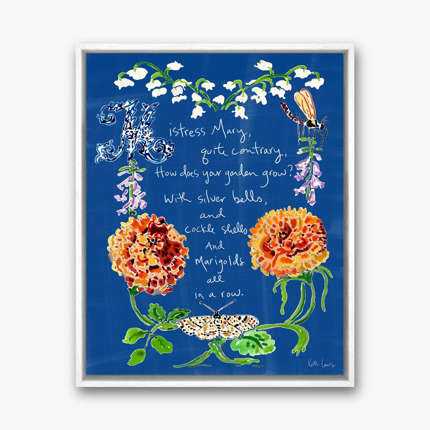 Mary, Mary, Quite Contrary in a white gallery float frame