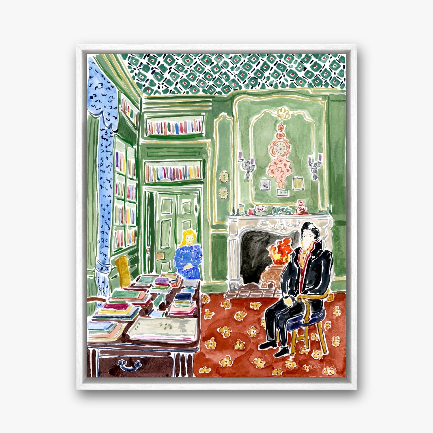 Mary Meets Mr. Craven in a white gallery float frame