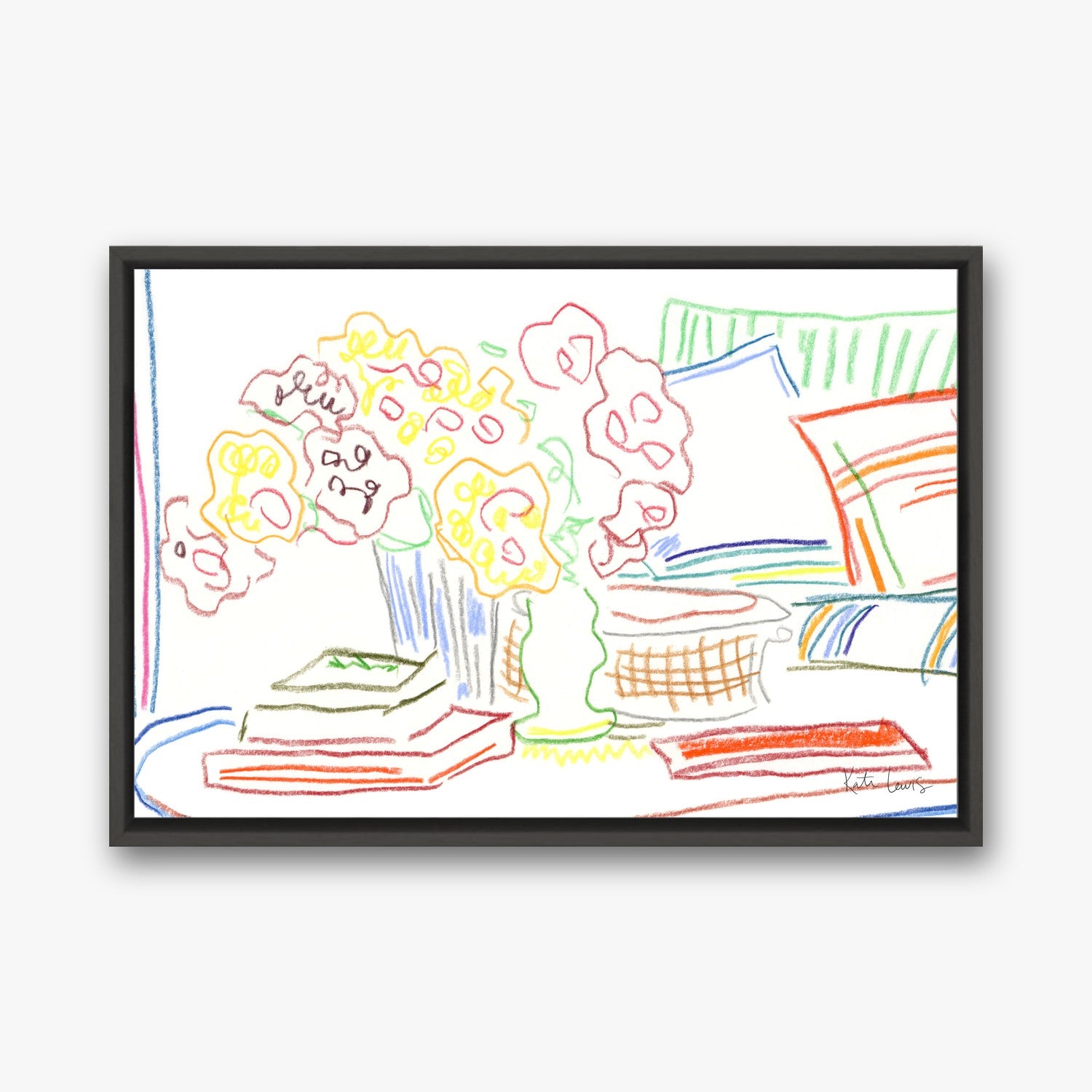 Morning Arrangement in a black gallery float frame