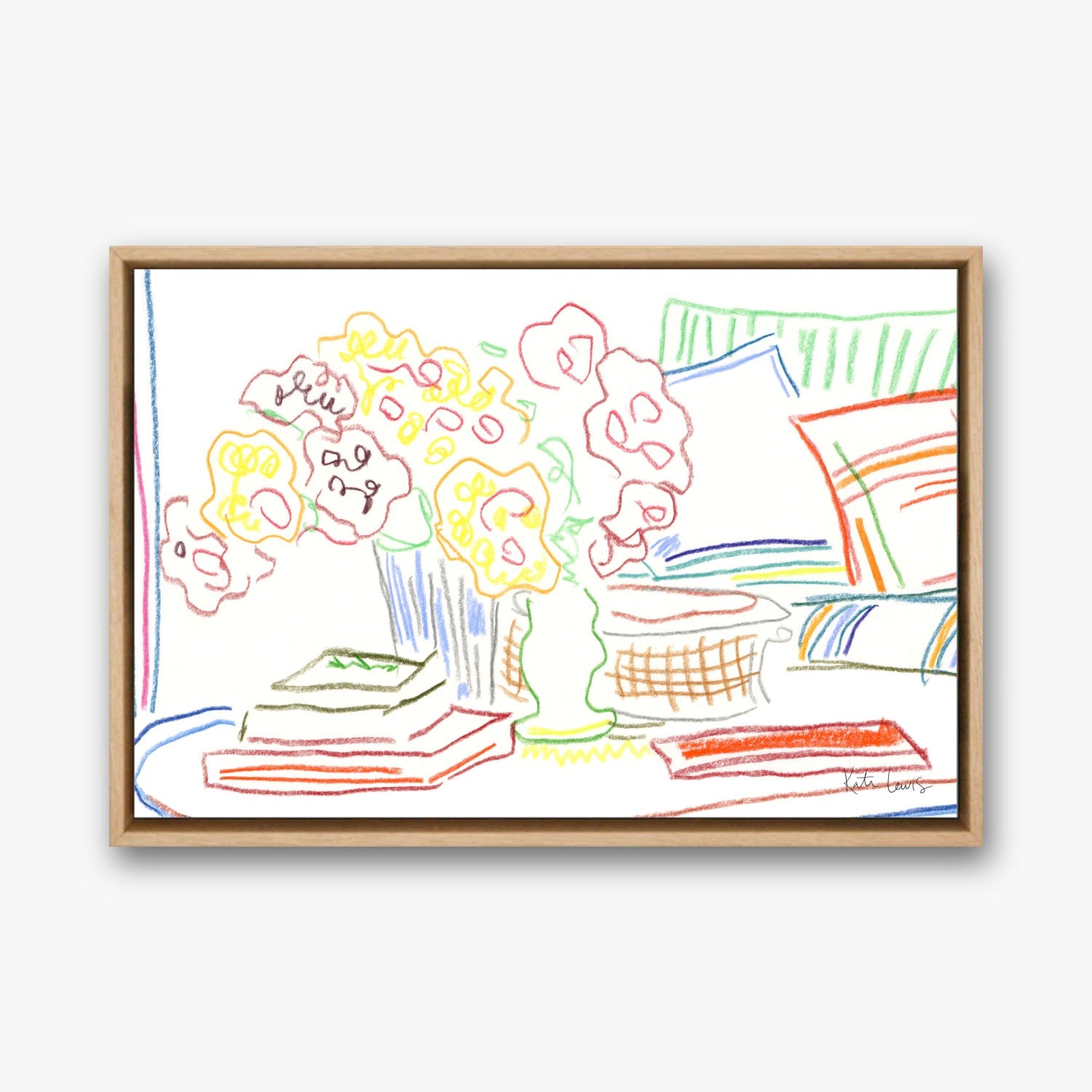 Morning Arrangement in a natural oak gallery float frame