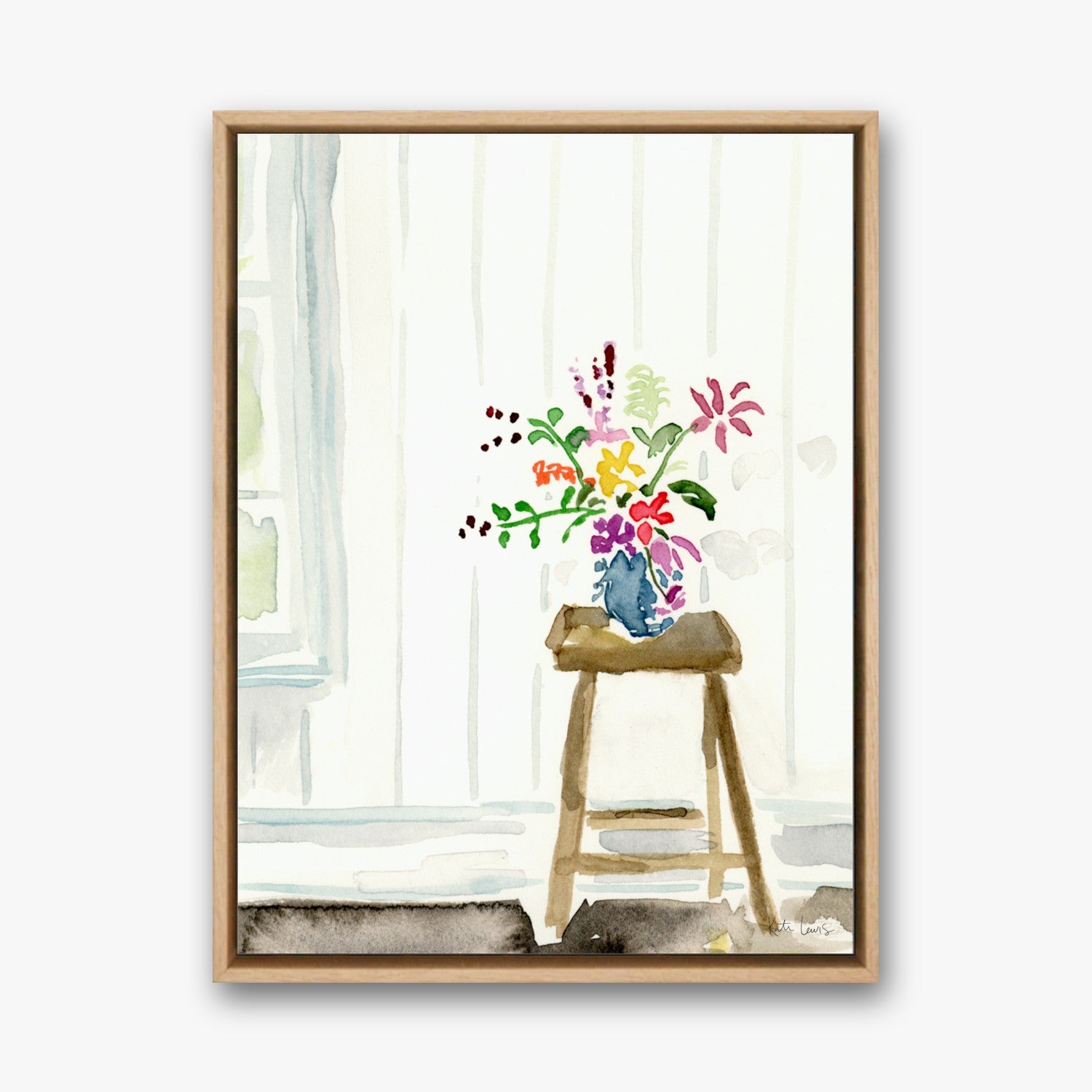 Morning Light in a natural oak gallery float frame