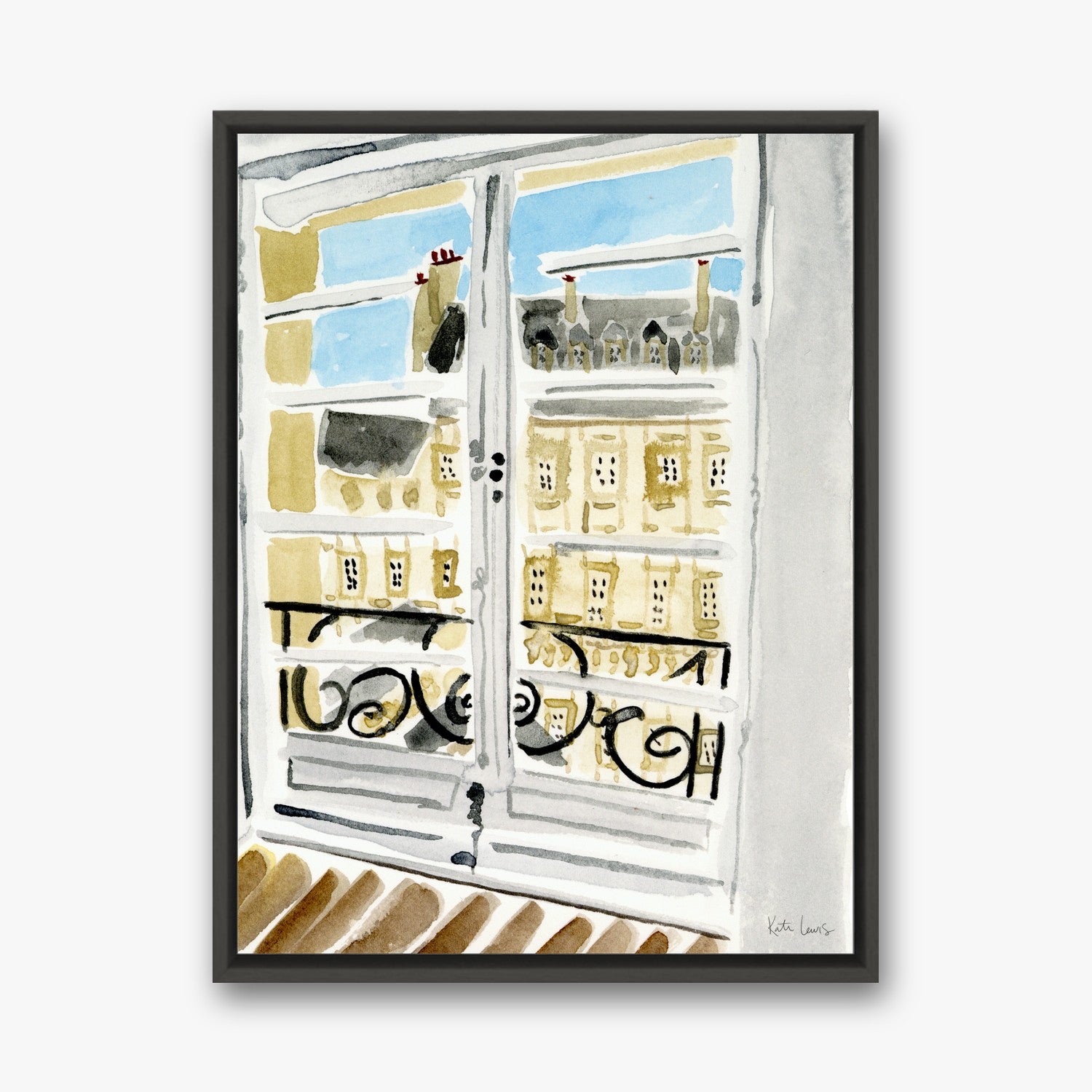 Paris Window in a black gallery float frame