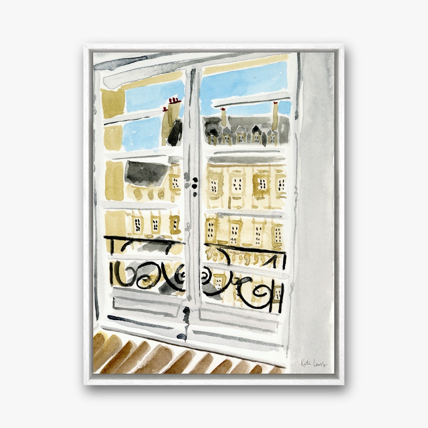 Paris Window in a white gallery float frame