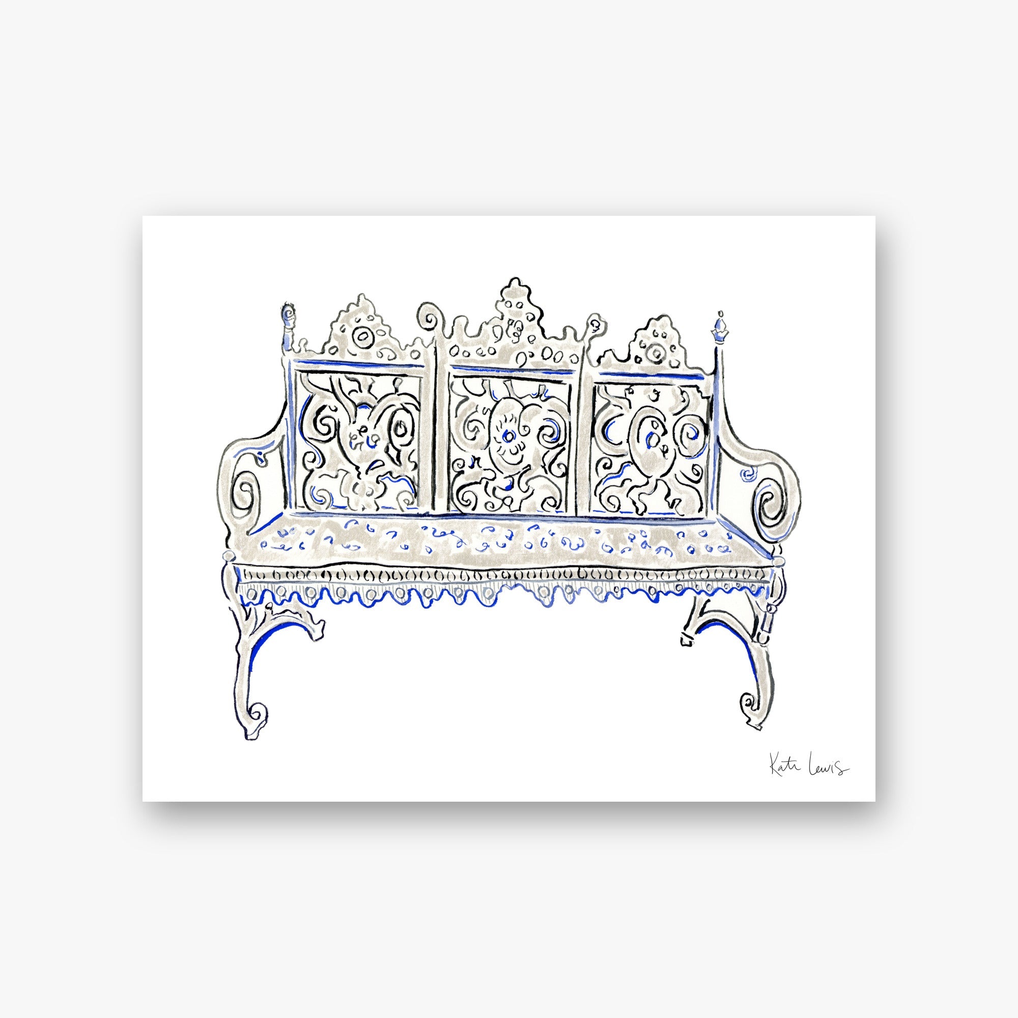 Pollock and Krasner's Bench — art print by Kate Lewis