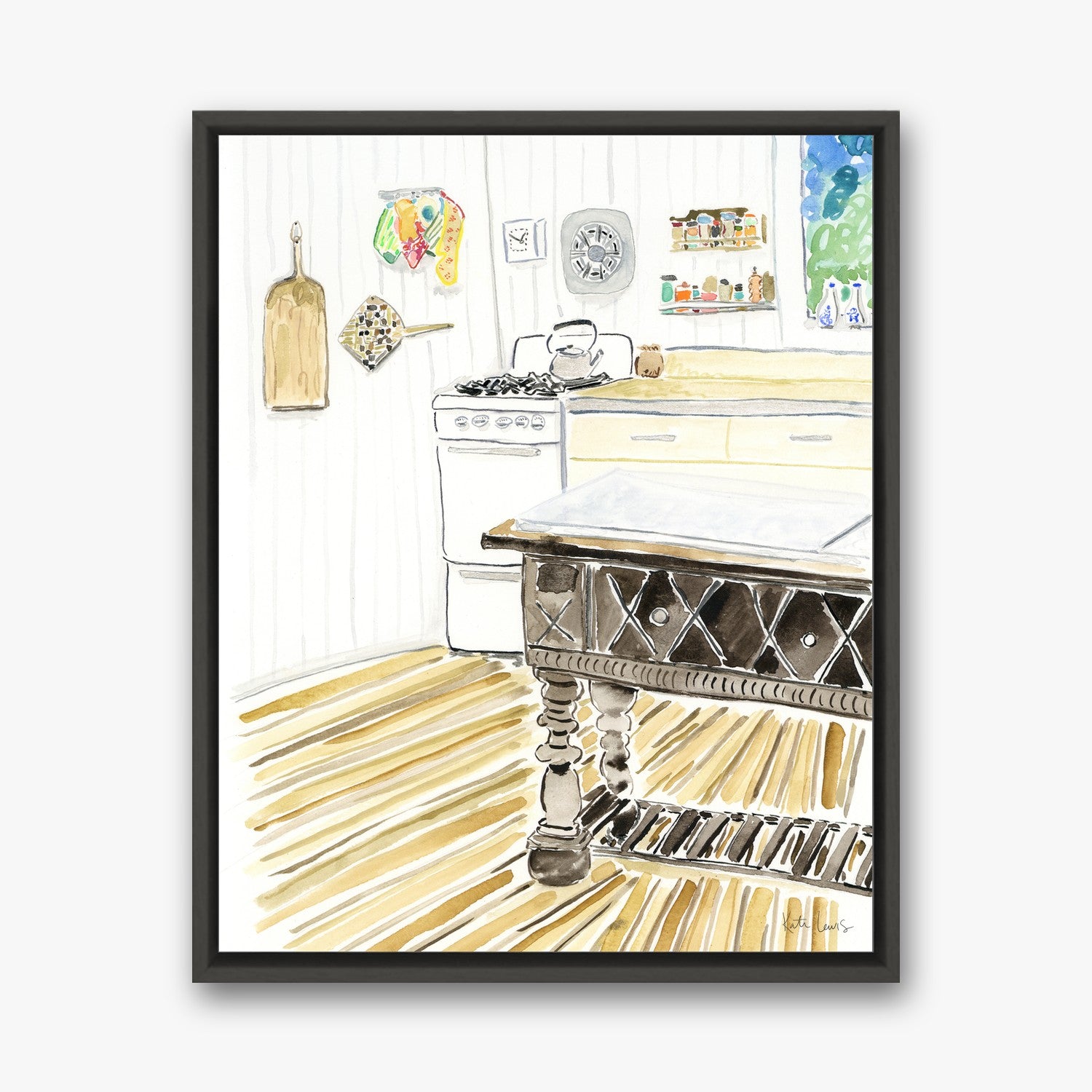 Pollock and Krasner's Kitchen in a Black float frame