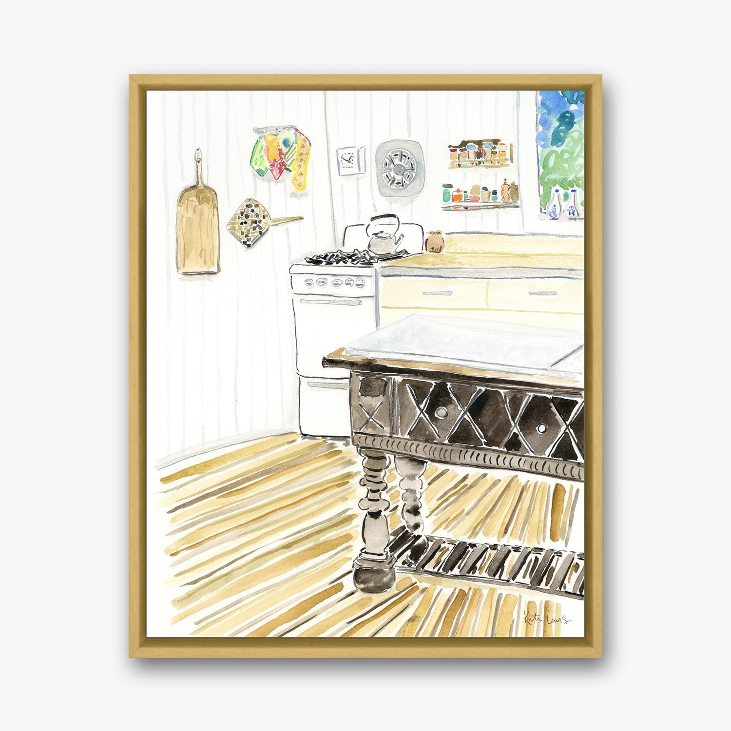 Pollock and Krasner's Kitchen in a Gold float frame