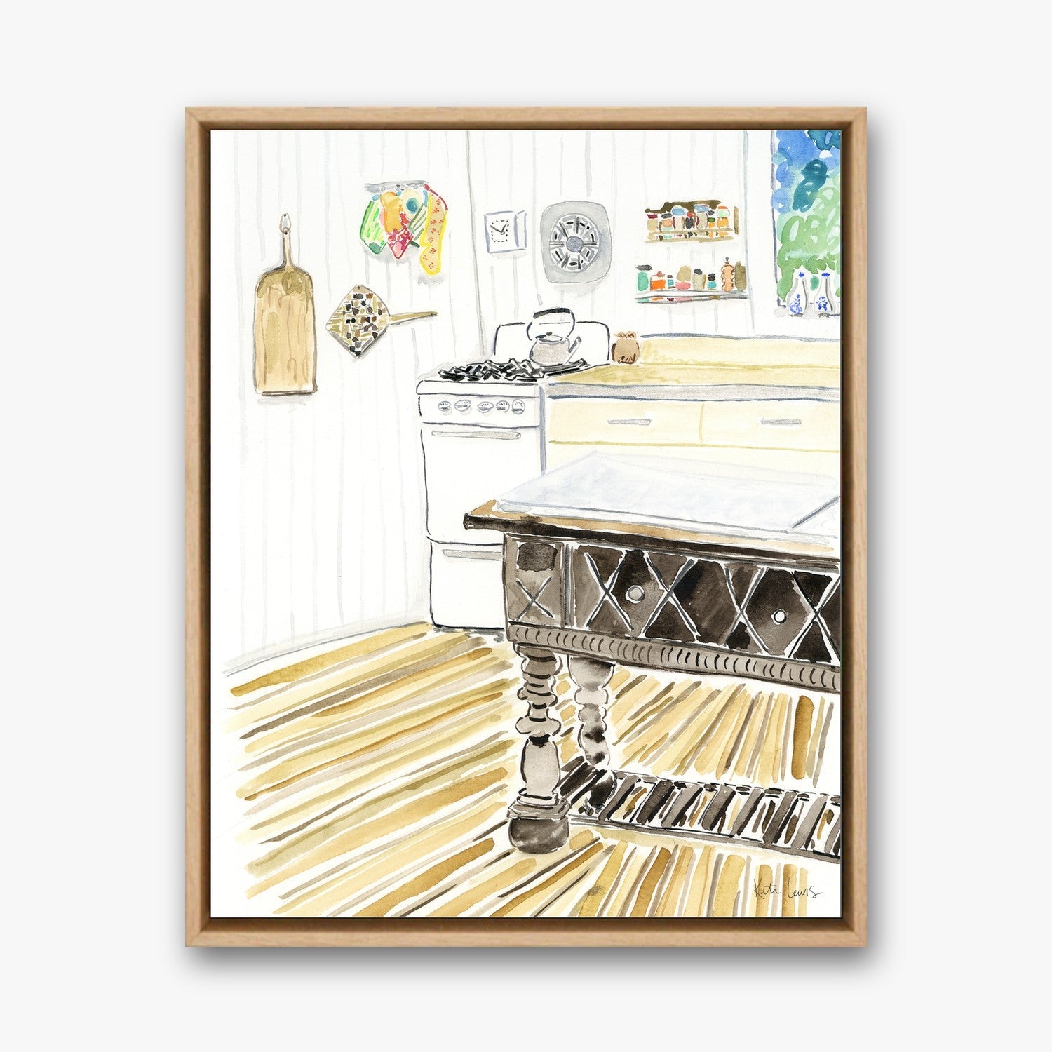 Pollock and Krasner's Kitchen in a Natural Oak float frame