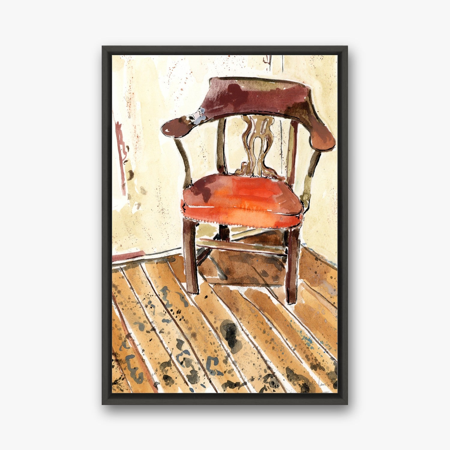 Pollock and Krasner's Studio Chair in a black gallery float frame