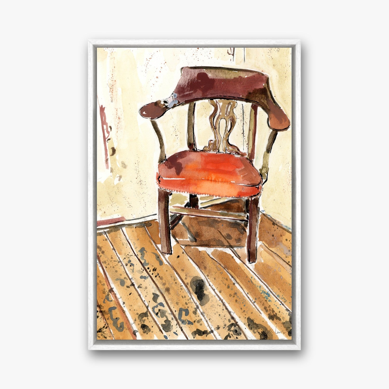 Pollock and Krasner's Studio Chair in a white gallery float frame