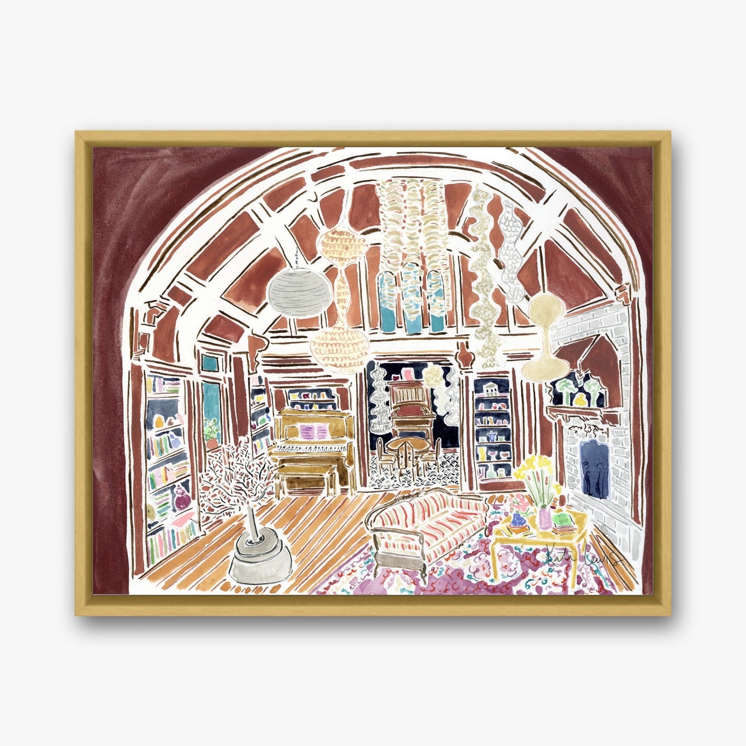Ruth Asawa's Living Room in a Gold float frame