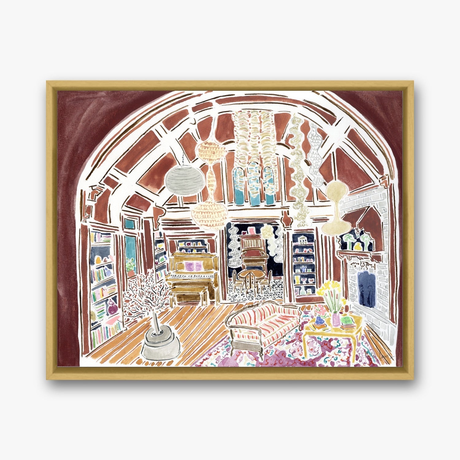 Ruth Asawa's Living Room in a Gold float frame
