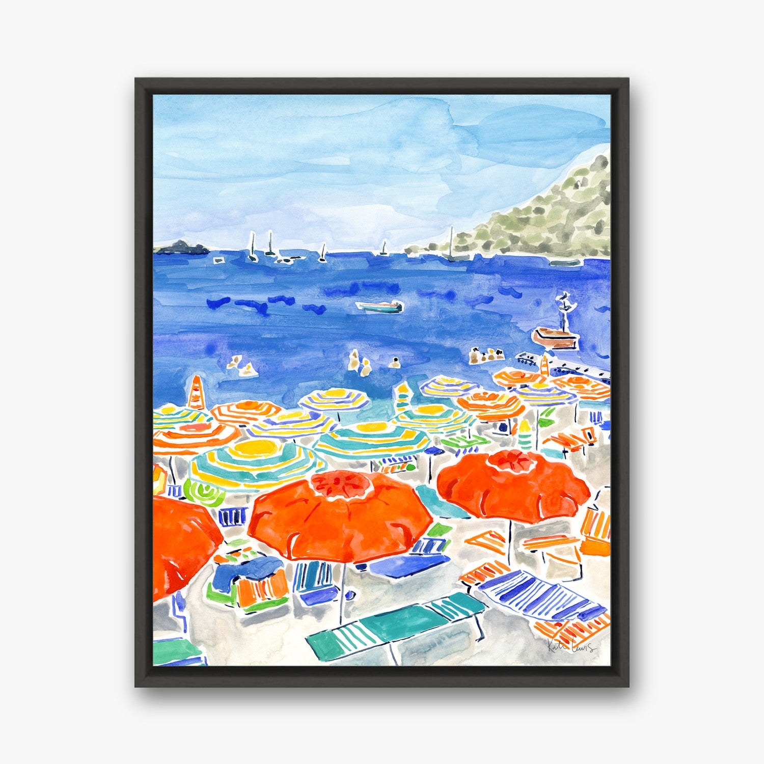 Spaghettini with Clams by Kate Lewis in a black frame