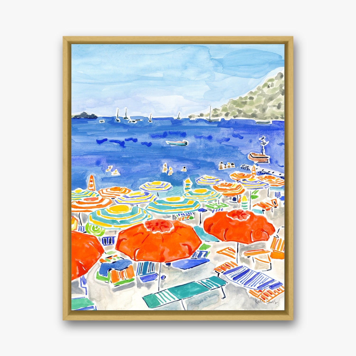 Spaghettini with Clams by Kate Lewis in a gold frame