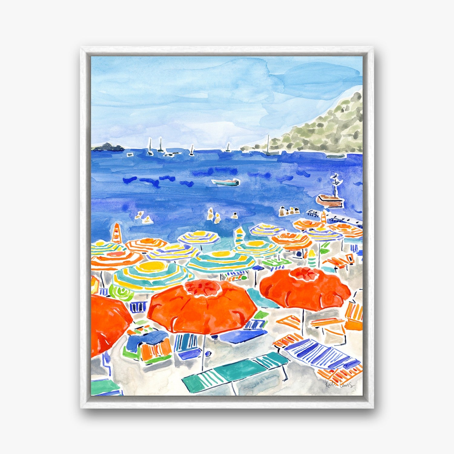 Spaghettini with Clams by Kate Lewis in a white frame