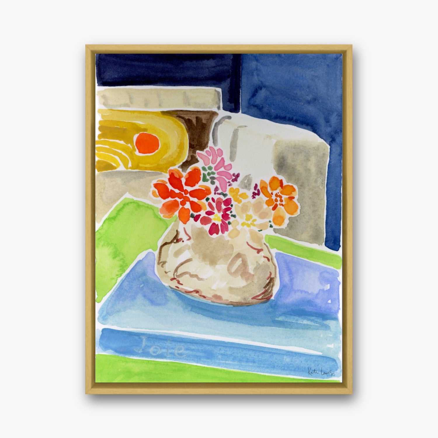 Still Life with Flowers in a gold gallery float frame