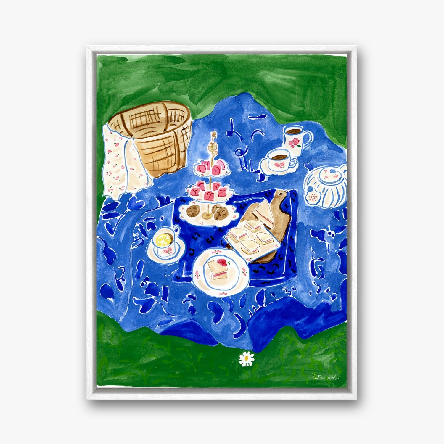 Tea on the Grass in a white gallery float frame