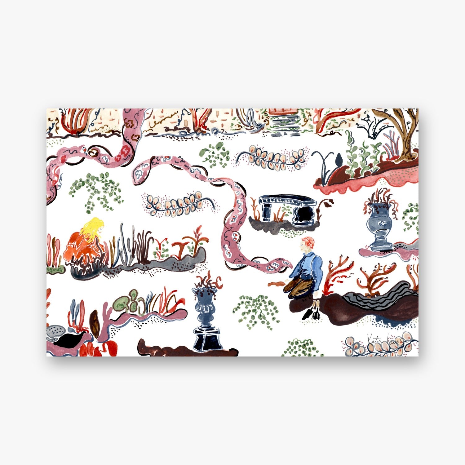 Tending the Secret Garden — art print by Kate Lewis