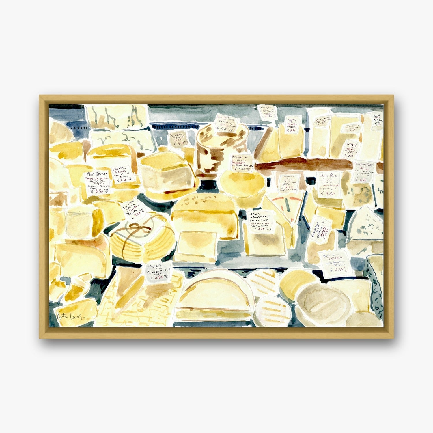 The Cheese Shop in a Gold float frame