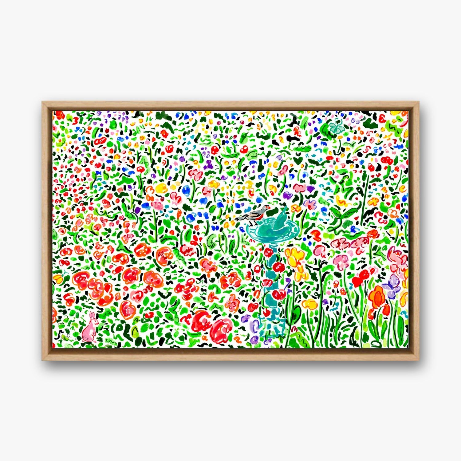 The Garden Awakens in a Natural Oak float frame