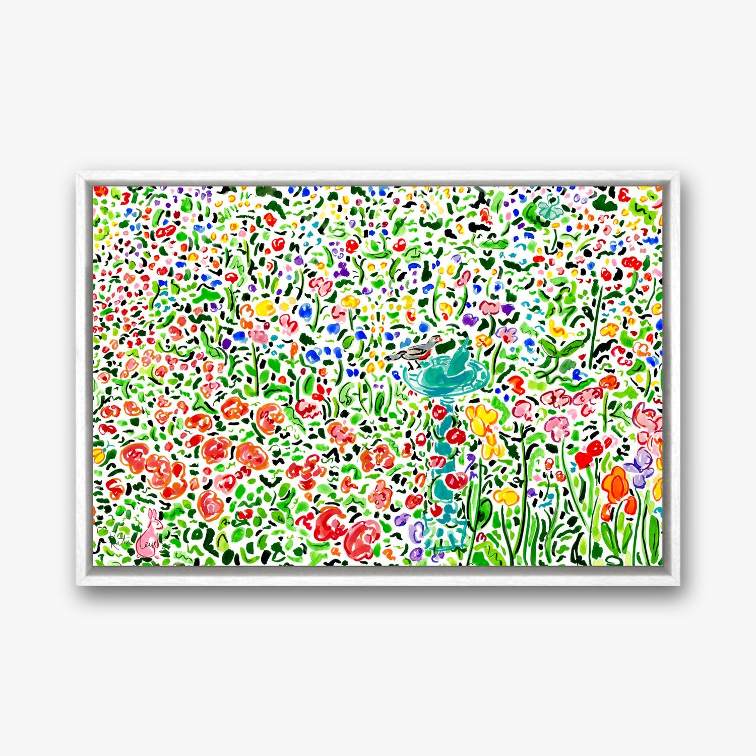 The Garden in Full Bloom in a white gallery float frame