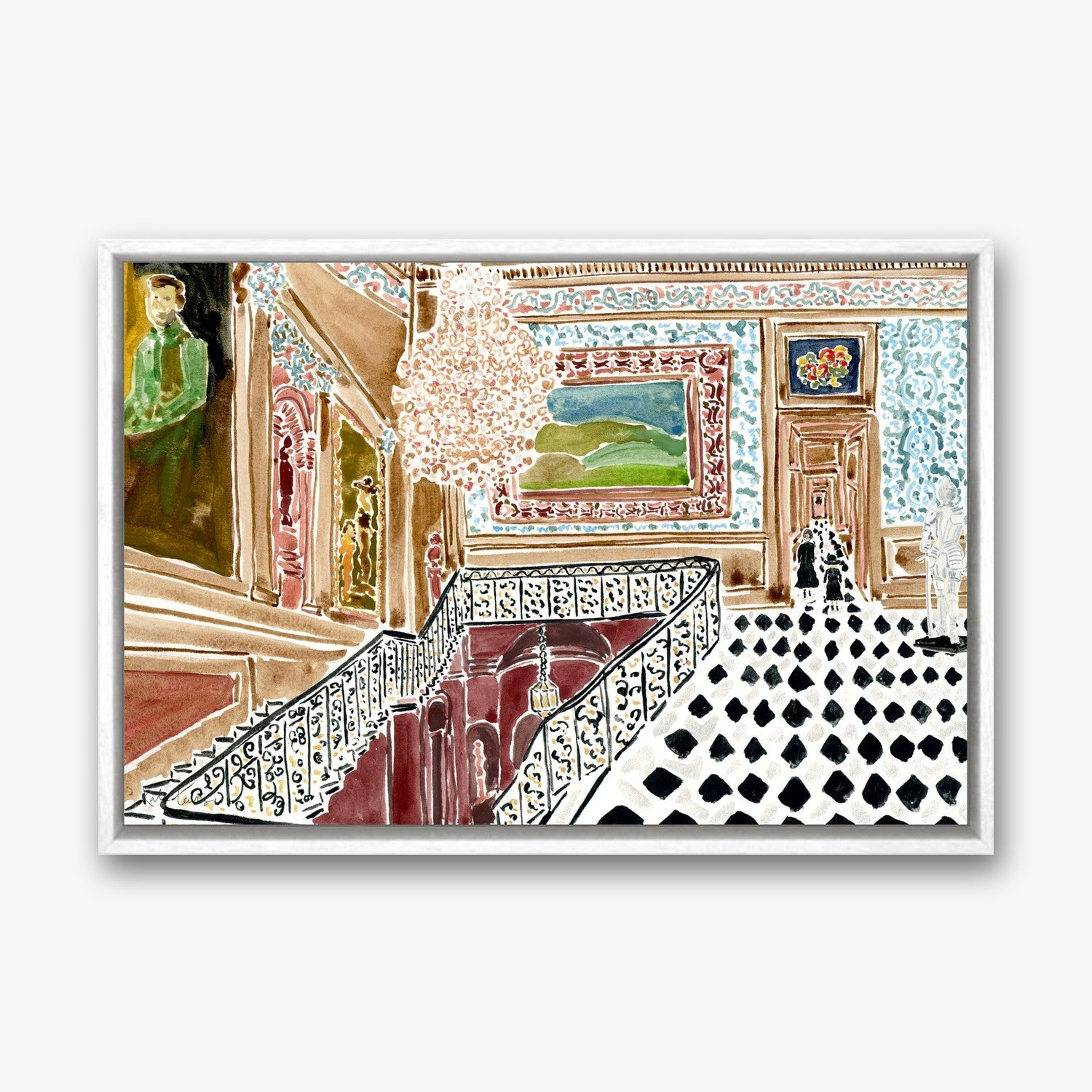 The Long Corridor in a White float frame