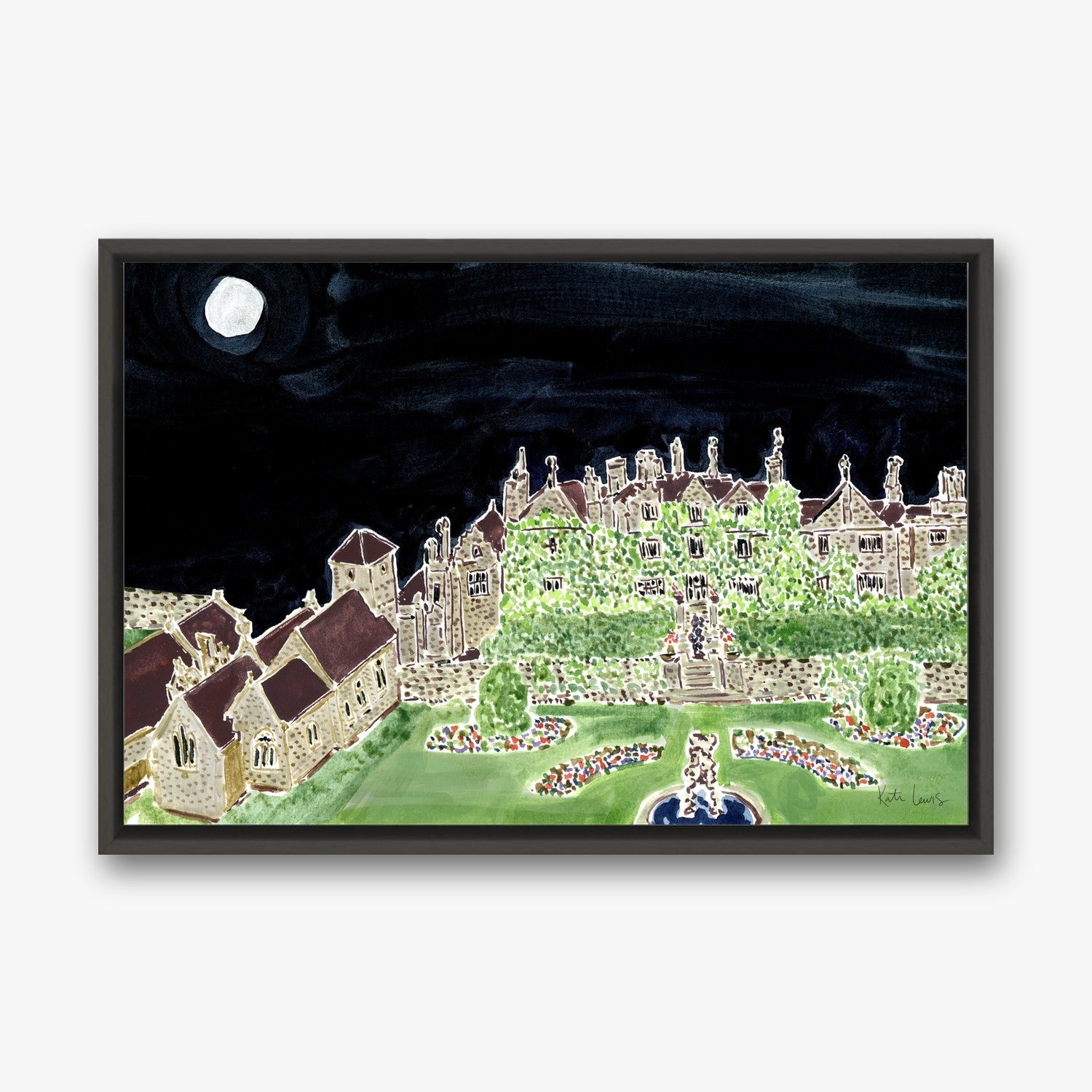 The Manor House in a Black float frame
