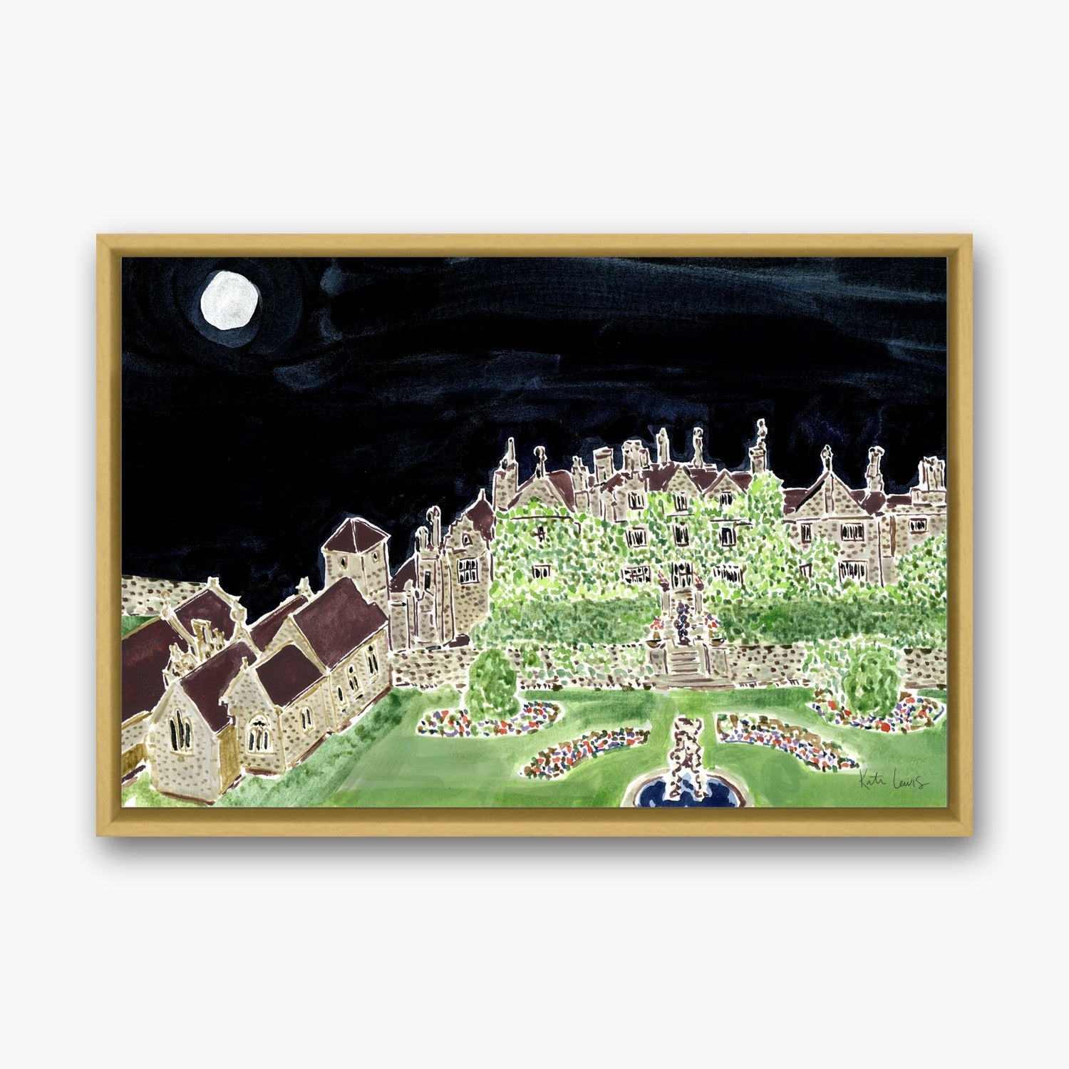 The Manor House in a Gold float frame