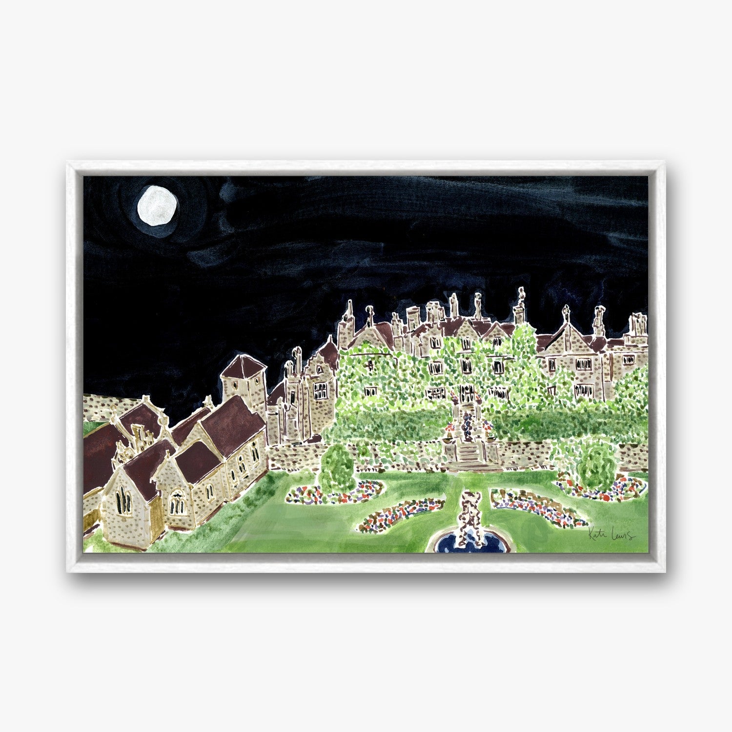 The Manor House in a White float frame