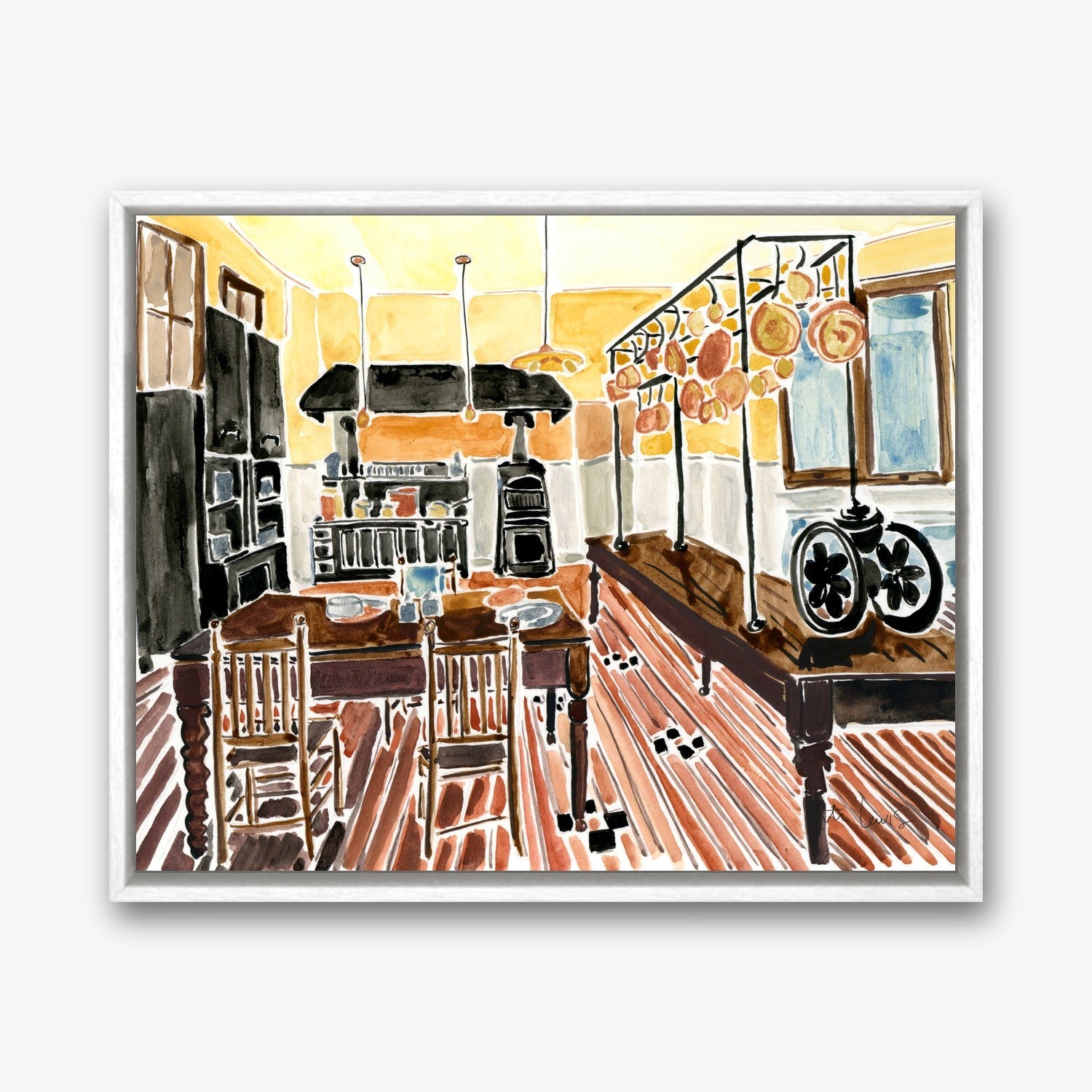 The Manor Kitchen in a white gallery float frame