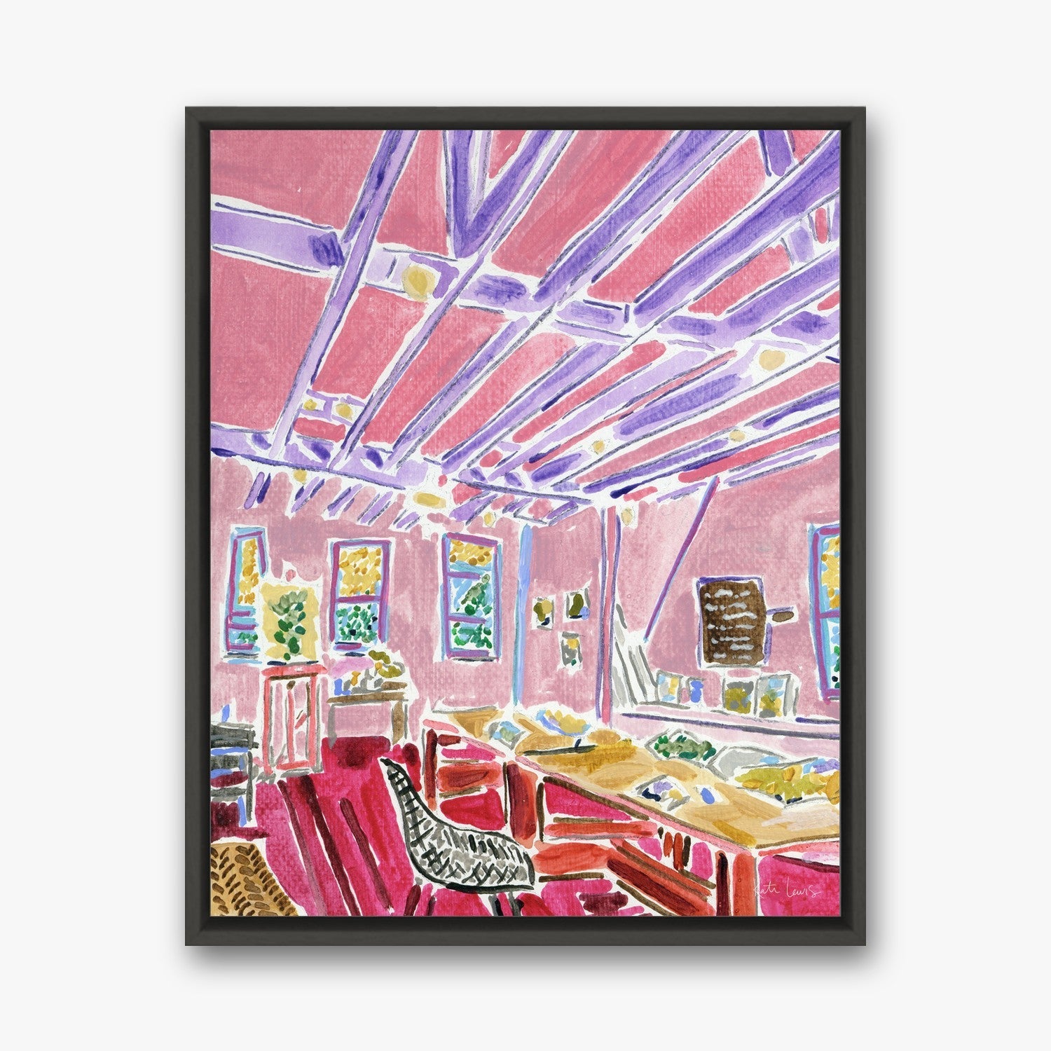 The Pink Room in a Black float frame
