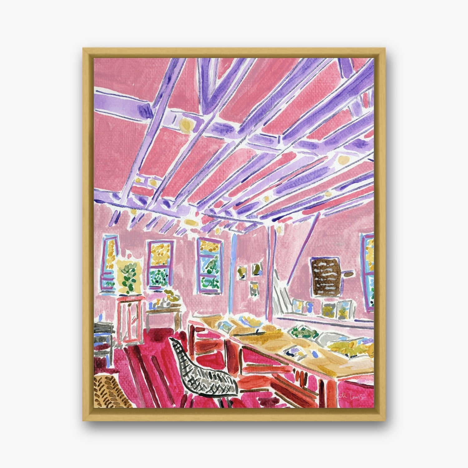 The Pink Room in a Gold float frame