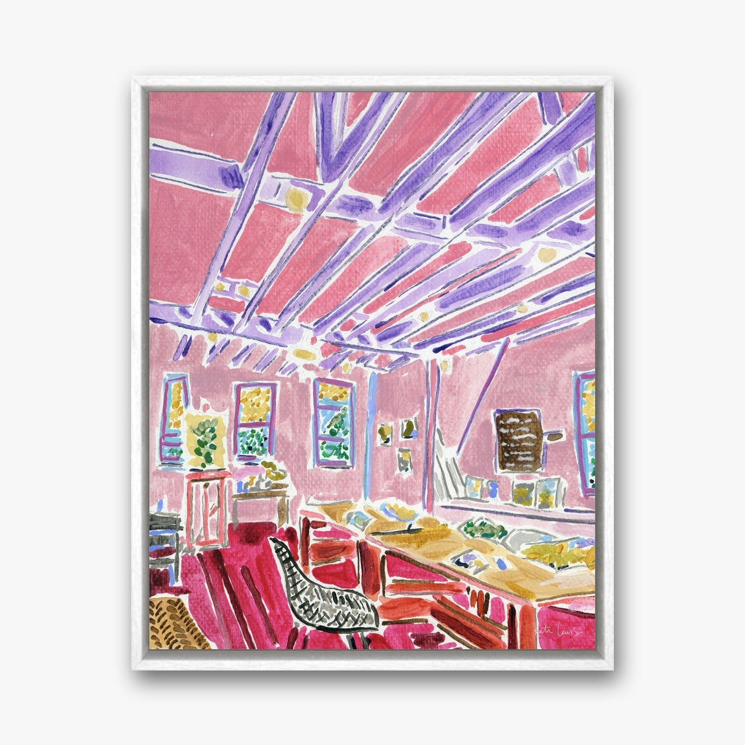 The Pink Room in a White float frame
