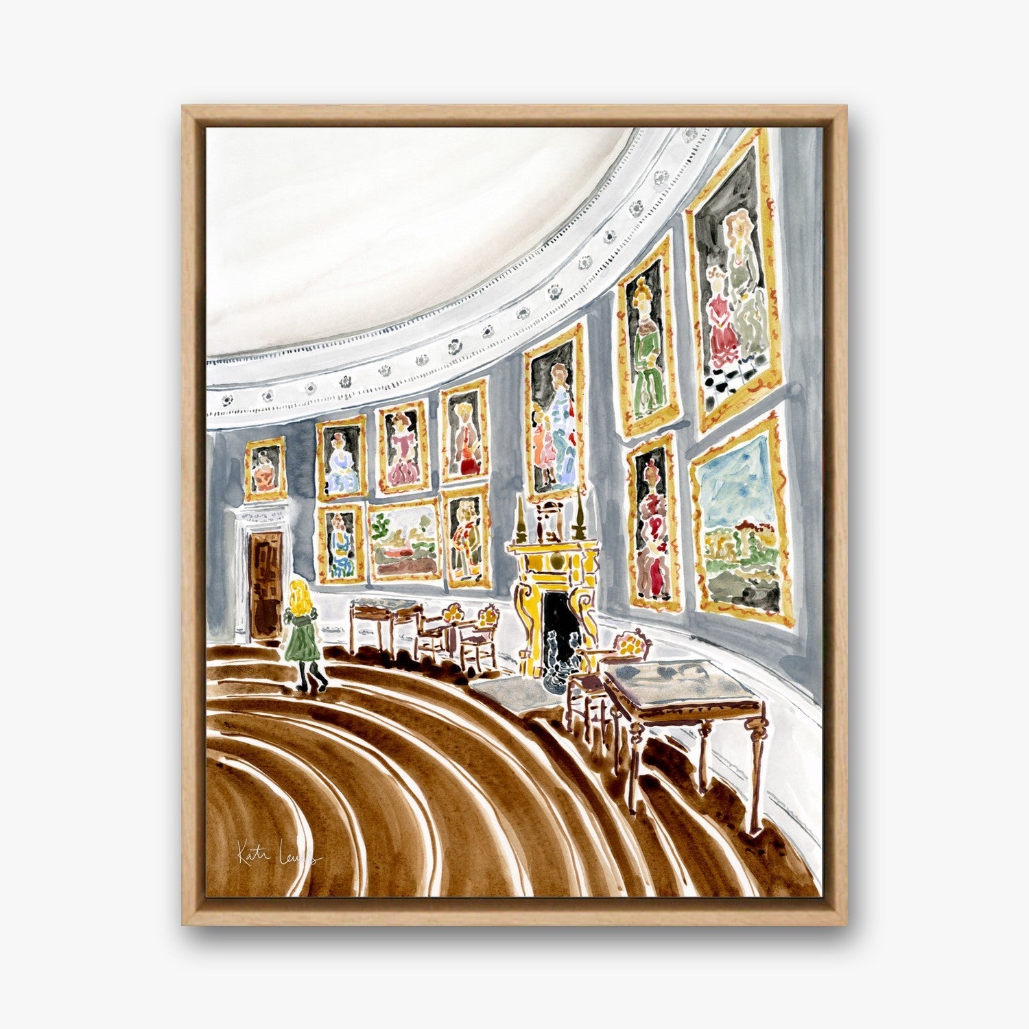 The Portrait Corridor in a Natural Oak float frame