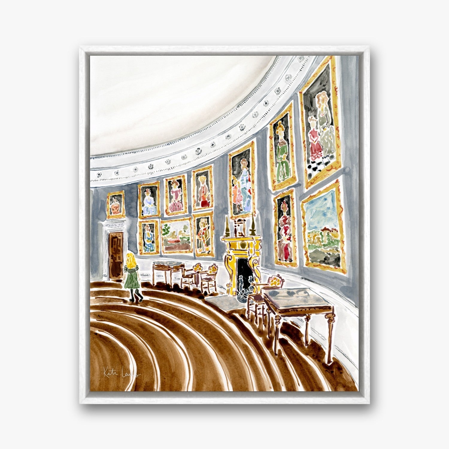 The Portrait Corridor in a White float frame