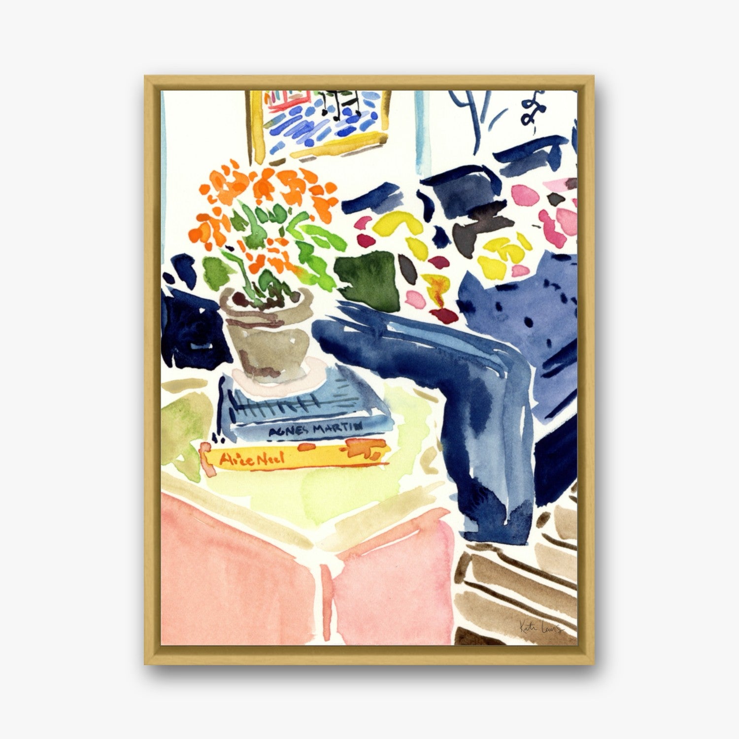 The Sitting Room by Kate Lewis in a gold frame