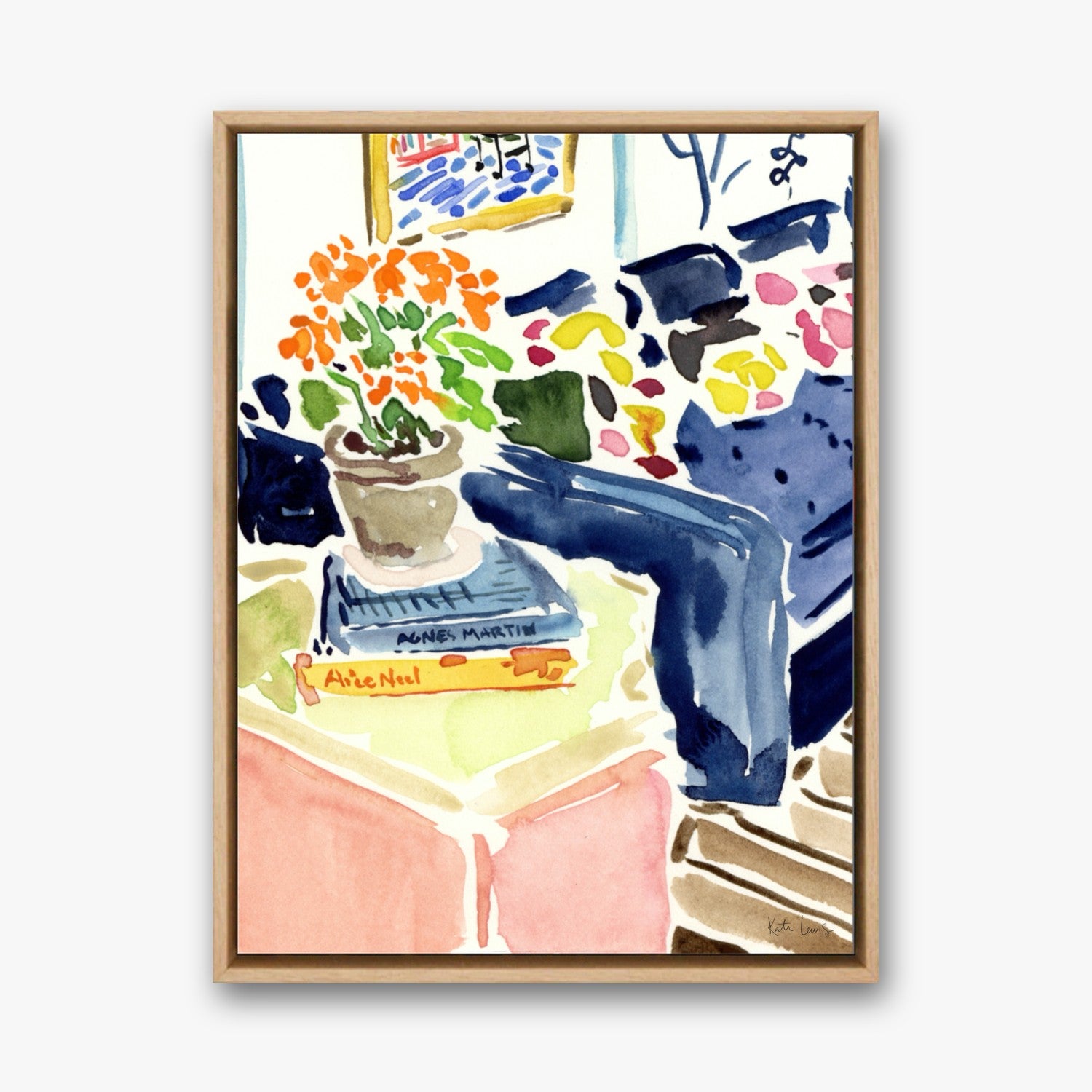 The Sitting Room by Kate Lewis in a natural oak frame