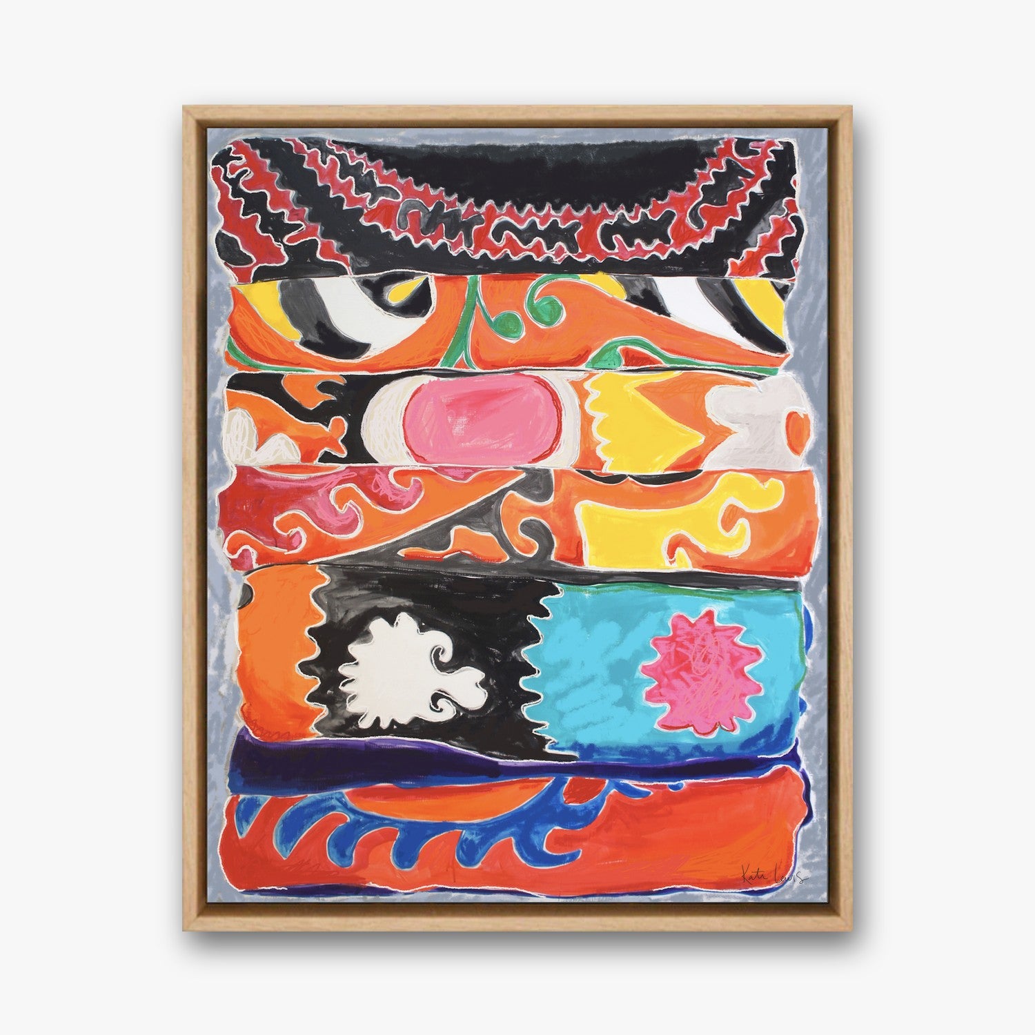 The Stack by Kate Lewis in a natural oak frame